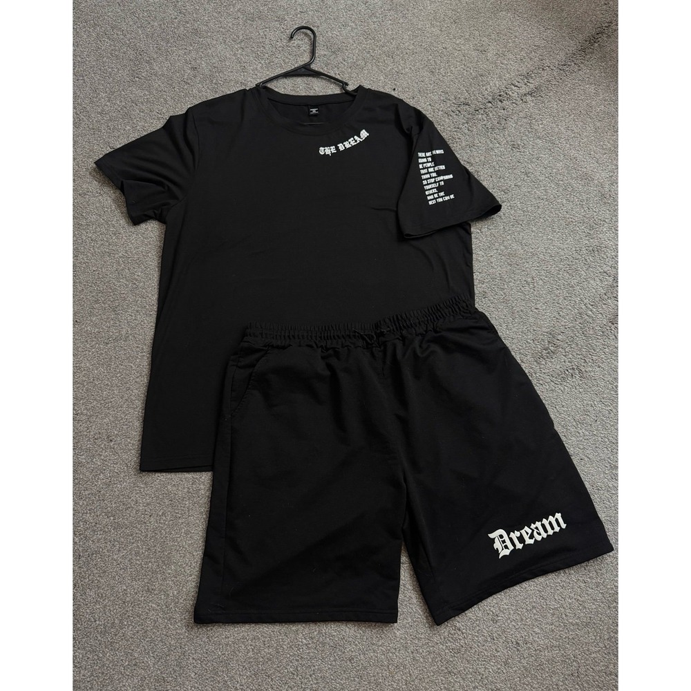 Mens Black The Dream Graphic T-Shirt and Shorts 2 Piece Set XXL Bundle